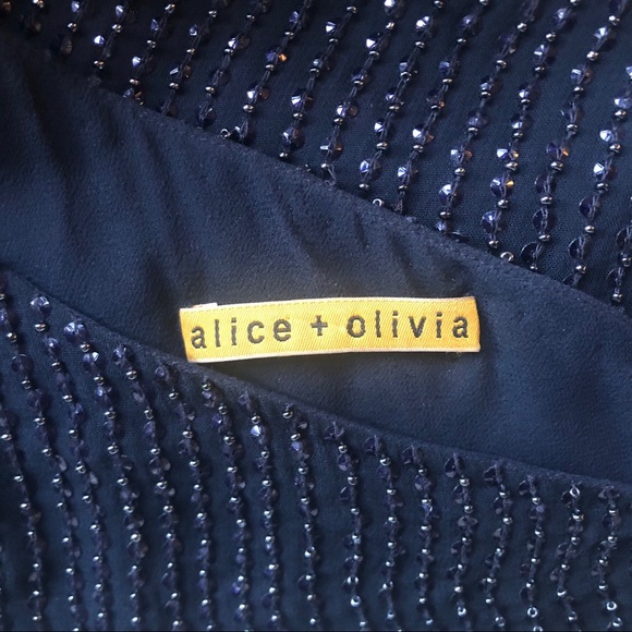 Alice+Olivia Beaded Sparkly One Shoulder Dress Blue Small - Picture 5 of 5